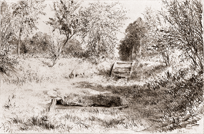  Adolpyh Von Menzel —— 田野、树林与吃草的羊